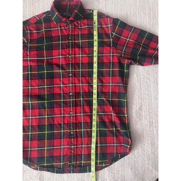 Polo Ralph Lauren Flannel Button Down Shirt Size Large Long Sleeve Red Blue - Picture 9 of 10